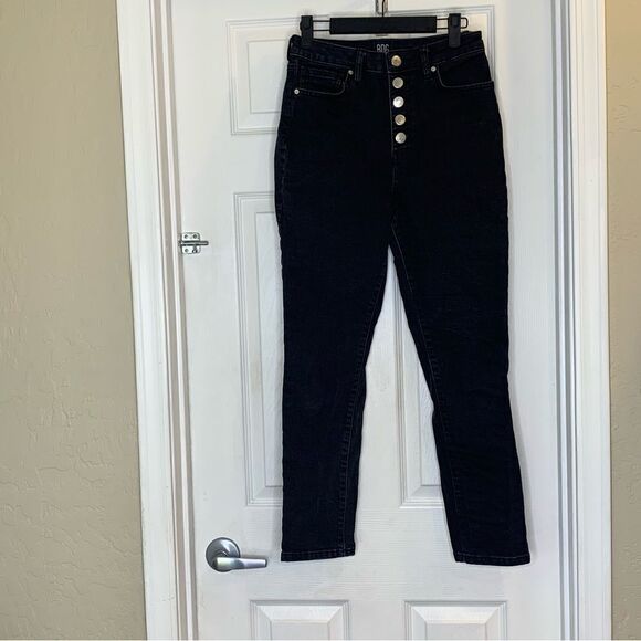 BDG Urban Outfitters Girlfriend High Rise Button Fly Jeans Black Size 28 - Picture 4 of 9
